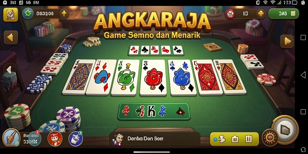 Tampilan gameplay seru dari ANGKARAJA yang menampilkan strategi Domino.