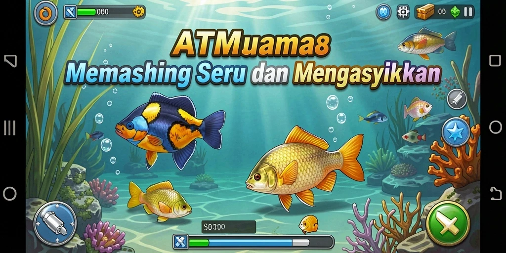 Screenshot gameplay yang menampilkan aksi memancing yang mendebarkan.