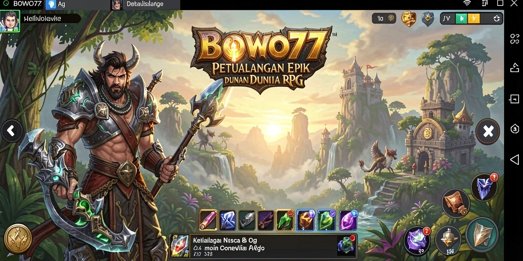 Screenshot BOWO77 menampilkan pertarungan dinamis dalam dunia RPG.