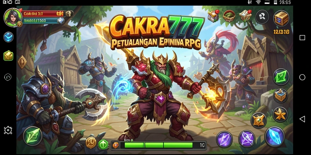 Screenshot utama CAKRA777 menampilkan gameplay RPG yang mendebarkan.