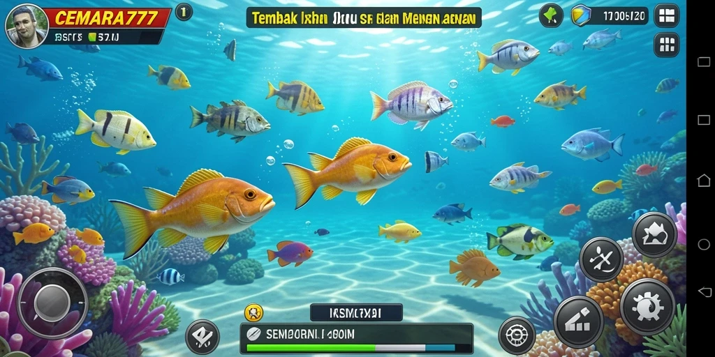 Tampilan gameplay yang menarik dalam CEMARA777 saat menangkap ikan.