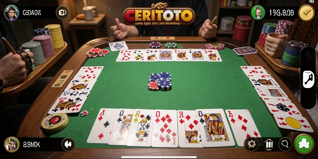 Screenshot gameplay CERITOTO menampilkan pertarungan seru dalam permainan Gaple.