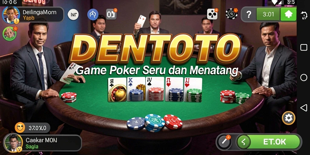 Screenshot gameplay DENTOTO menunjukkan pemain dalam aksi Poker.