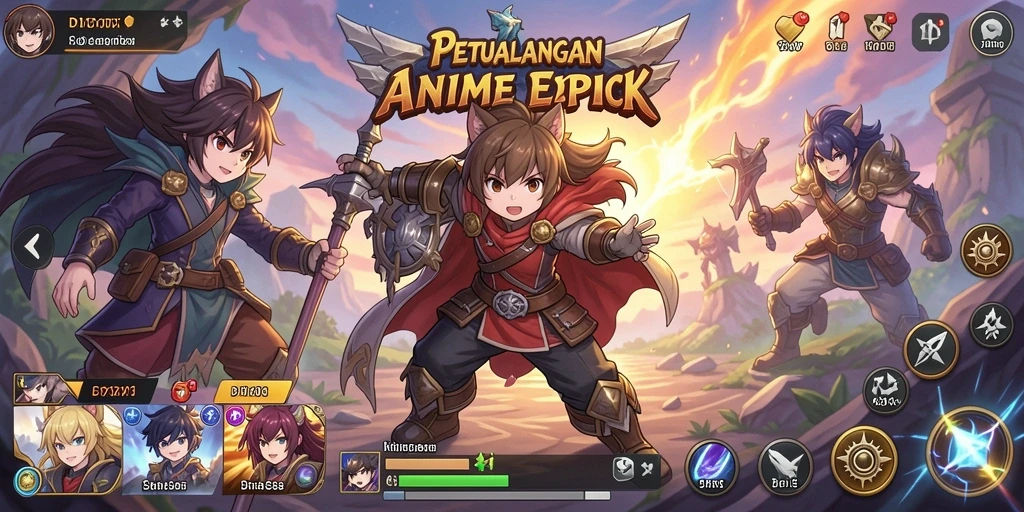 Tampilan gameplay DYO1 dengan karakter Anime yang dinamis dan grafis menawan.