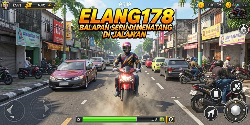 Tampilan gameplay menarik dari ELANG178 saat balapan di jalanan.