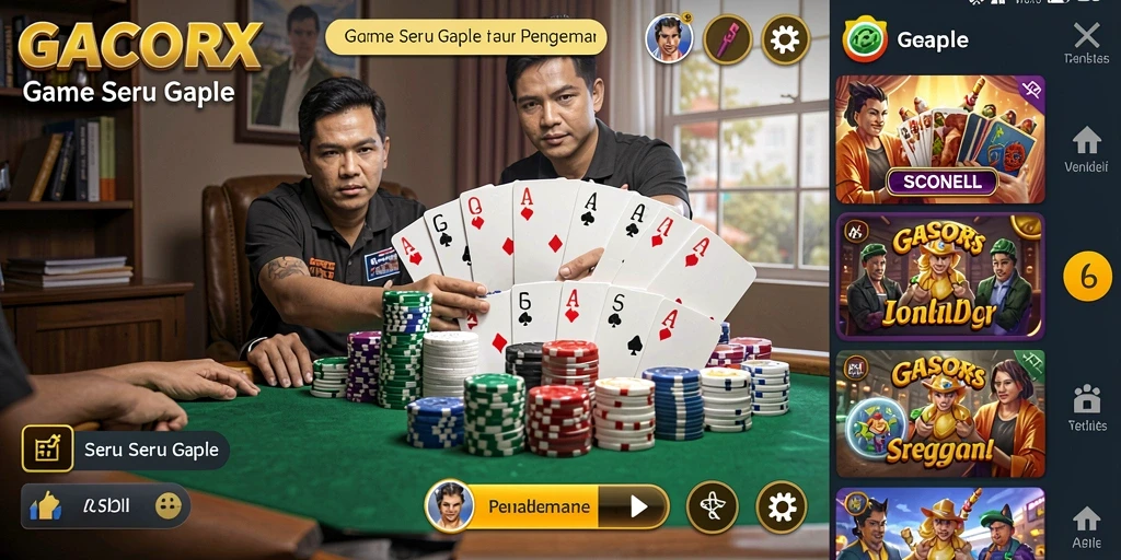 Tampilan gameplay GACORX dengan pengalaman Gaple yang mendebarkan.
