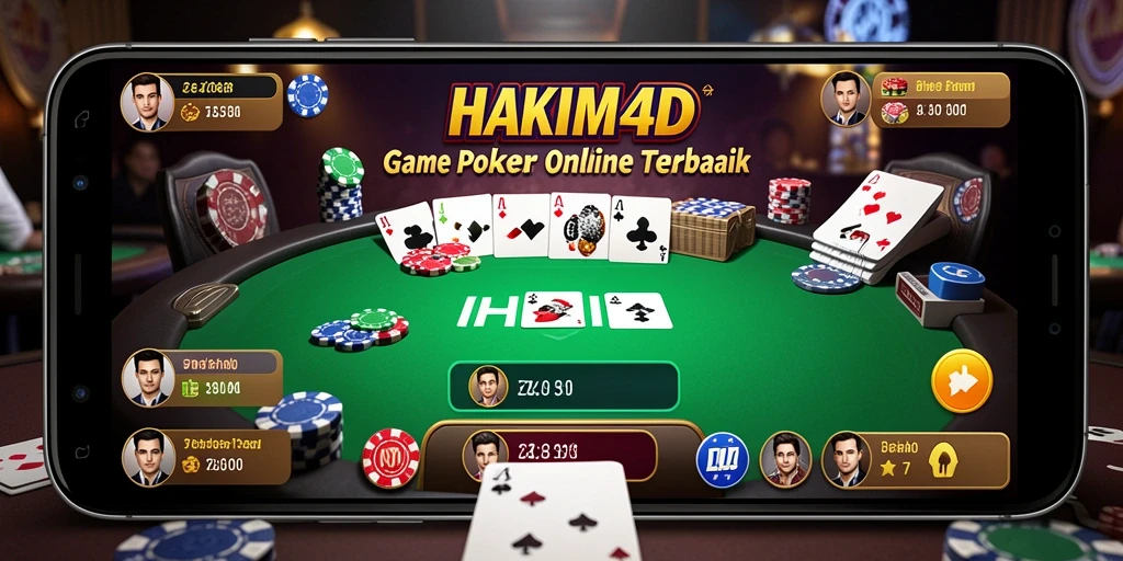 Screenshot HAKIM4D menampilkan gameplay poker yang seru dan interaktif.