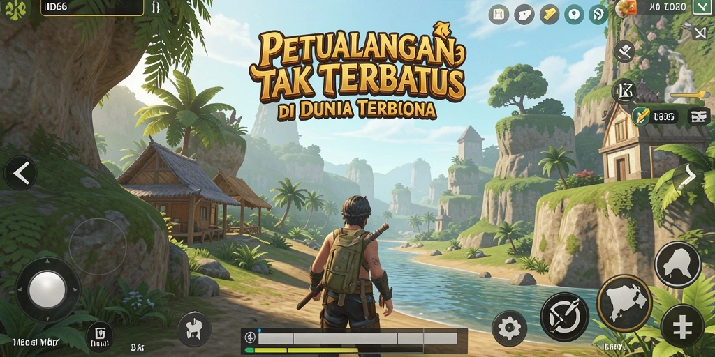 Screenshot gameplay ID66 menampilkan eksplorasi dunia yang luas.