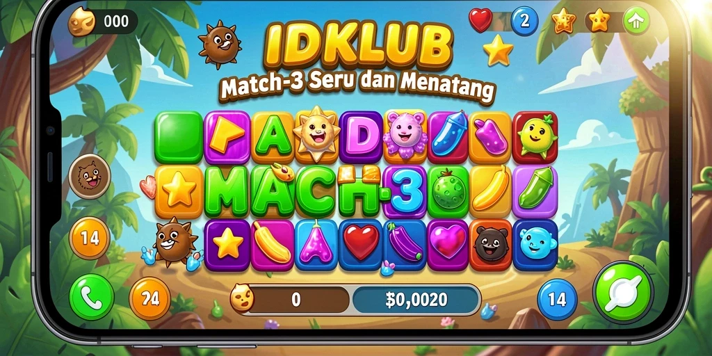 Tampilan gameplay seru dan kombinasi buah yang menantang.