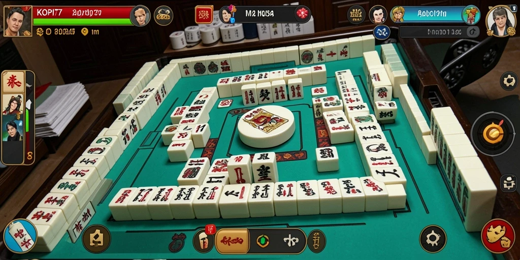 Screenshot gameplay KOPI77 yang menampilkan suasana permainan Mahjong.