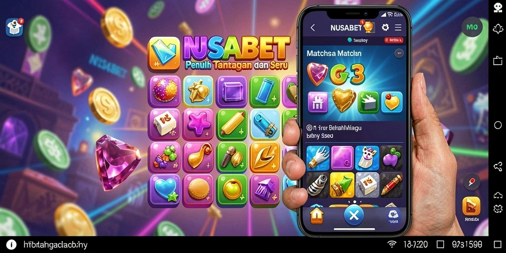 Tampilan gameplay NUSABET dengan elemen berwarna-warni yang menarik.