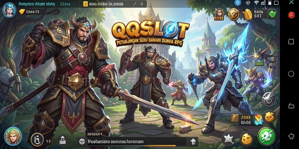 Tampilan epic gameplay QQSLOT dalam suasana RPG yang menawan.