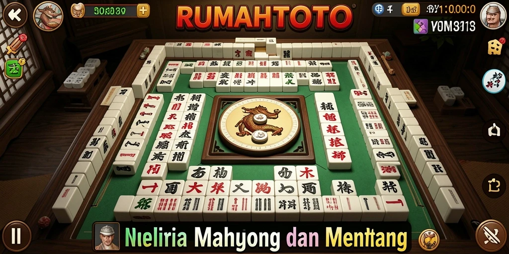 Screenshot utama RUMAHTOTO menampilkan gameplay Mahjong yang seru.