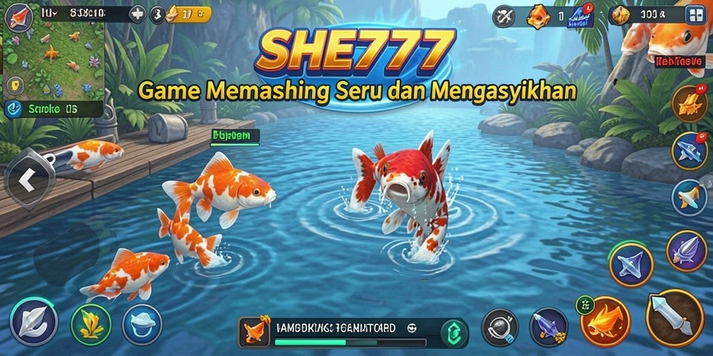 Tampilan gameplay <strong>SHE777</strong> dengan aksi memancing yang mendebarkan.